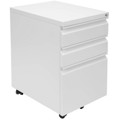 URTR White 3-Drawer Mobile File Cabinet, Under Desk Metal Rolling