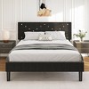 Gulches Queen Size Modern Platform Bed Frame with Upholstered Headboard & Wooden Slats - No Box Spring Needed, Easy Assembly, Black - 2 of 4
