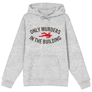 Only Murders In The Building Word Logo Long Sleeve Athletic Heather Hooded Sweatshirt - 1 of 2