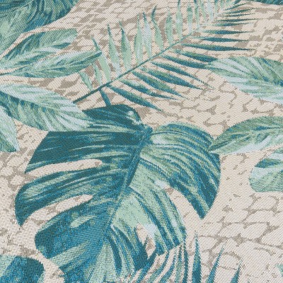 Blue Floral Synthetic Rectangular 5' x 7' Washable Rug