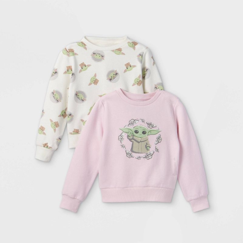 Toddler Girls' 2pk Baby Yoda Sweatshirt - Blush/White, 1 of 4