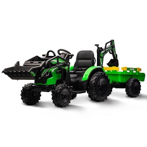 3 in 1 Ride on Tractor, Excavator & Bulldozer, 24V Kids Electric Vehicles - 1 of 4