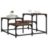 vidaXL Smoked Oak Coffee Table - Engineered Wood, Metal Frame, Square Centerpiece for Living Room, Adjustable Feet, Multi-Tier Design - 2 of 4