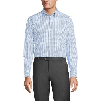 Lands' End Men's Traditional Fit Solid No Iron Supima Pinpoint Buttondown Collar Dress Shirt