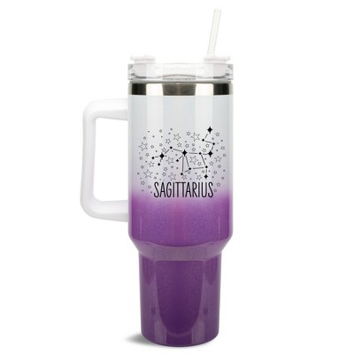100 North Sagittarius Zodiac Astrology Star Sign Wrap-Around 40 Oz. Stainless Steel Water Bottle Coffee Mug, Spill & Leak Resistant, Travel Tumbler