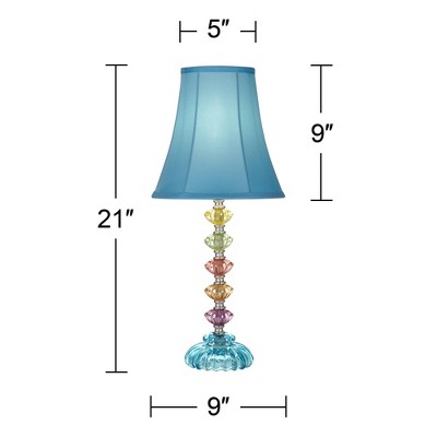 Teal Blue Bell Shade Multi-Color Glass Table Lamp for Kids
