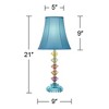 360 Lighting Bohemian Country Cottage Accent Table Lamp 21" High Teal Blue Stacked Glass for Bedroom Living Room Bedside Nightstand Office Kids Family - 4 of 4