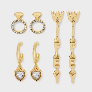 SUGARFIX by BaubleBar Wifey Material Stud Earrings - Gold: Zinc Statement Jewelry, 1.87" Length - 1 of 3