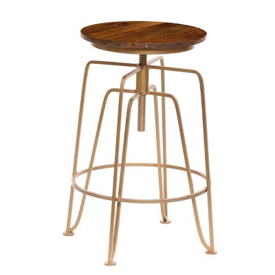 Holman Adjustable Counter Height Barstool Elm/Gold - Carolina Chair & Table