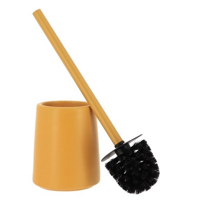 Evideco French Home Goods Elegant Stoneware Toilet Brush and Holder Set - Modern Bathroom Accessory - Durable and Compact Design