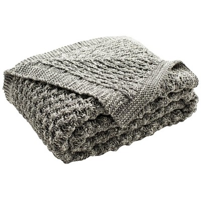 Janan Knit Throw Blanket - Dark Grey/natural - 50