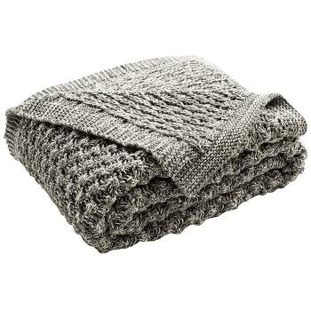 Janan Knit Throw Blanket - Dark Grey/Natural - 50" x 60" - Safavieh .