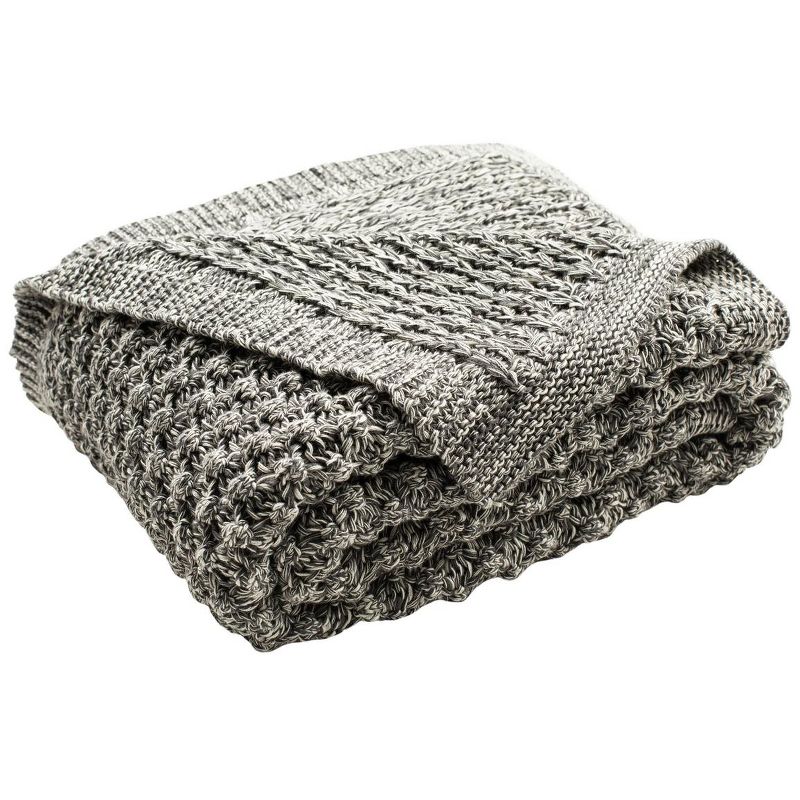 Janan Knit Throw Blanket - Dark Grey/Natural - 50" x 60" - Safavieh ., 1 of 4