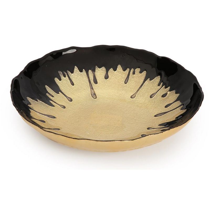 Classic Touch 11.75"D Black Dipped Gold Salad Bowl, 3 of 4