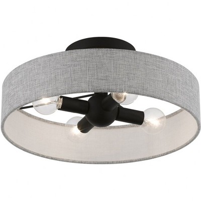Elmhurst Black and Gray 4-Light Drum Semi-Flush Mount