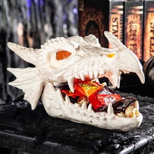 Seasons 14 in Light-Up Dragon Skull Candy Bowl Decoration - Off-White - 1 of 2