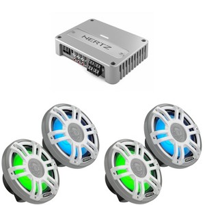 Hertz 2 Pair HMX 7.7 S-LD-SW – 7.7" Hi-End LED Marine Coaxial Speaker, 200W Peak, with Venezia Compact V4C Marine Amplifier - 1 of 4