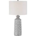 360 Lighting Modern Table Lamp with Dimmer 26 1/4" High Gray White-Washed Ceramic White Drum Shade for Bedroom Living Room Bedside