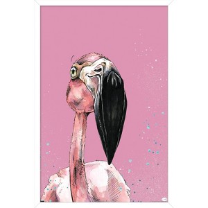 Trends International Snowtap - Flamingo Photobomb Framed Wall Poster Prints - 1 of 4