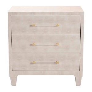 Baxton Studio Nira Faux Shagreen 3 Drawer Storage Cabinet Beige/Brass - 1 of 4