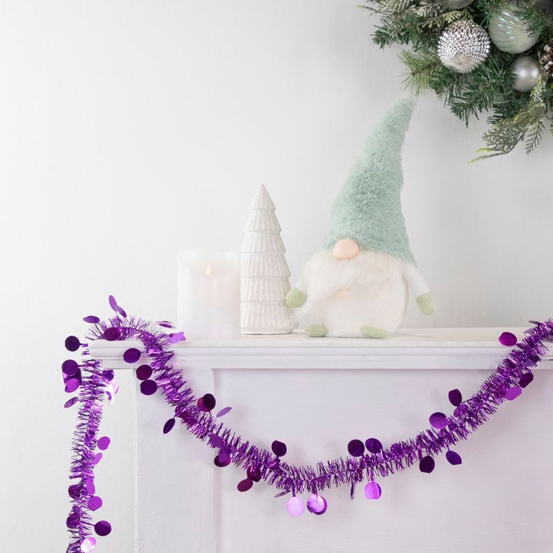 Northlight 50' x 1.5" Purple Tinsel Christmas Garland with Polka Dots - Unlit, 2 of 4