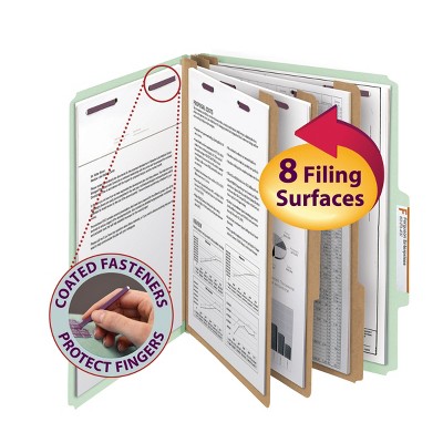 Smead Pressboard Classification File Folder with SafeSHIELD  Fasteners, 3 Dividers, 3