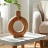 Mango Wood Decorative Vase - Round Hollow Design - Rustic Minimalist Table Decor - Ideal for Living Room, Bedroom & Office - Brown - 3 of 4
