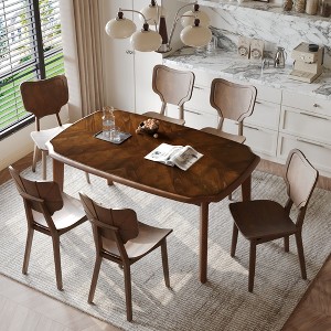 CAVINAS Dining Table Set for 6 Kitchen Table with 6 Dining Chairs Table Set with with Curved Back and Seat for Dining Room - 1 of 4