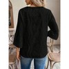 Women's Loose - Fit V - Neck Embroidered Top, 3/4 - Sleeve Lace - Detailed Shirt - 3 of 4
