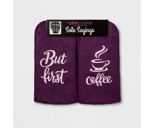 Women's "But First Coffee" Terry Socks - Purple One Size