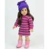 Sophia’s Fair Isle Knit Sweater Dress & Hat for 18” Dolls, Hot Pink/Purple - 4 of 4
