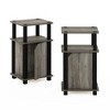 Furinno 2PCS Mid-Century 3-Tier Sofa Side Telephone Table Nightstand Accent End Table w/Storage Cabinet&Open Display Bookshelf,French Oak/Black - 3 of 4