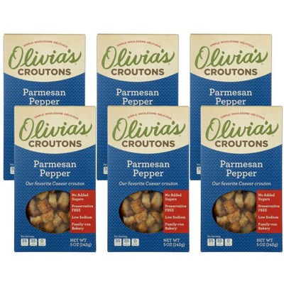 Olivia's Parmesan Pepper Croutons - Case of 6/5 oz
