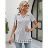 Women's Contrast Collared Shirts Patchwork Work Blouse Tunics Tops - 2 of 4