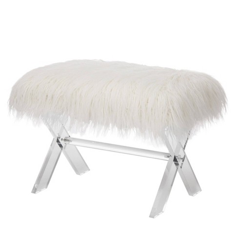 White fur online ottoman bench