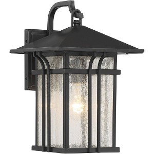 John Timberland Mission Outdoor Wall Light Fixture Painted Bronze 14" Seeded Clear Glass Lantern for House Porch Patio Deck - 1 of 4