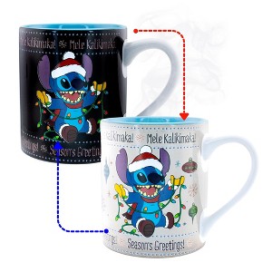 Silver Buffalo Disney Lilo & Stitch Holiday Sweater Heat-Reveal Ceramic Mug | Holds 14 Ounces - 1 of 4