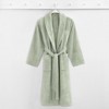 Linum Home Textiles 100% Turkish Cotton Unisex Personalized Terry Bathrobe Green in White Script Font - 2 of 3