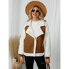 Women's Shearling Jacket with Denim and Faux Leather Panels, Zipper Closure, Stylish and Warm Coat for Fall and Winter - 4 of 4