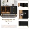 TIRAMISUBEST Modern Sideboard Buffet Cabinet Marble Sticker Tabletop and Amber-yellow Tempered Glass Doors with Gold Metal Legs & Handles - 3 of 4