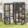 62'' Outdoor Wooden Cat Catio Enclosure with Platforms and 2 Condos,Large Walk-in Cat House Playpen for 1–3 Cats-LAOTIES - 2 of 4