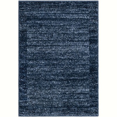 Navy Blue Rectangular Tufted Stain-Resistant Rug