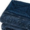 HomeRoots 50" X 60" Oxford Blue Faux Fur Herringbone Plush Throw Blanket - 4 of 4