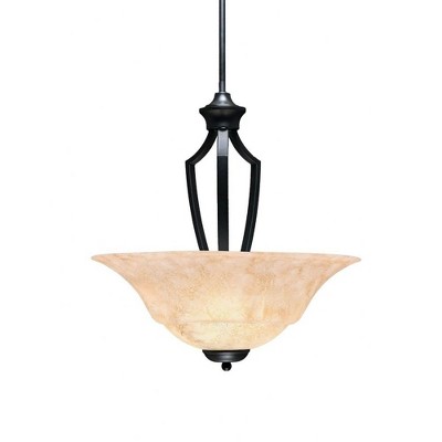 Toltec Lighting Zilo 3 - Light Pendant in  Matte Black with 20" Italian Marble  Shade