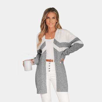 Women's Marled Knit Colorblock Open-Front Cardigan - Cupshe