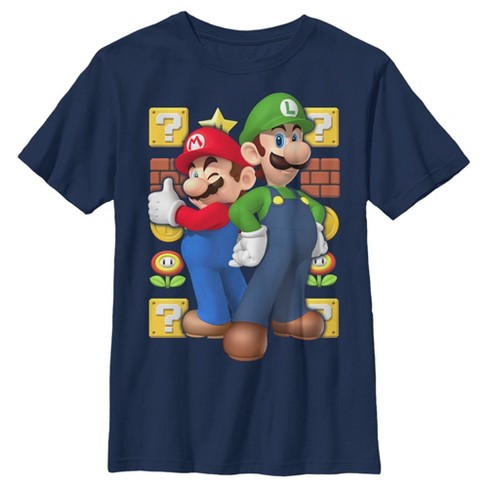 Boy s Nintendo Mario and Luigi T Shirt Navy Blue Large