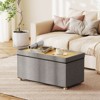 Costway 1/2 PCS 30” Storage Ottoman Bench with Tray Rubber Wood Legs for Small Space Entryway Gray/Beige - 4 of 4