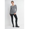 Hello Miz Women's Striped Long Sleeve Round Neck Maternity Nursing Top - 4 of 4