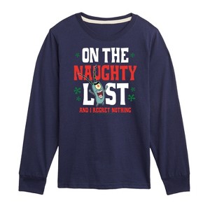 Boys' - SpongeBob SquarePants - Plankton Naughty List Long Sleeve Graphic T-Shirt - 1 of 4