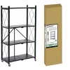 J&V TEXTILES Foldable Storage Shelf with Wheels - Metal Collapsible Shelving Unit Display, Rolling Cart for Books Kitchen Storage Shelves - 3 of 4